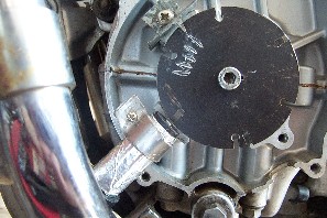 The reluctor wheel installed with VR sensor.