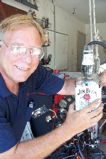 Steve holding Jim Beam fuel tank.